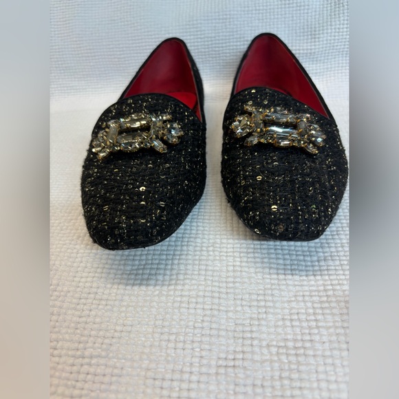 Kurt Geiger black tweed glimmer flats - Picture 7 of 9
